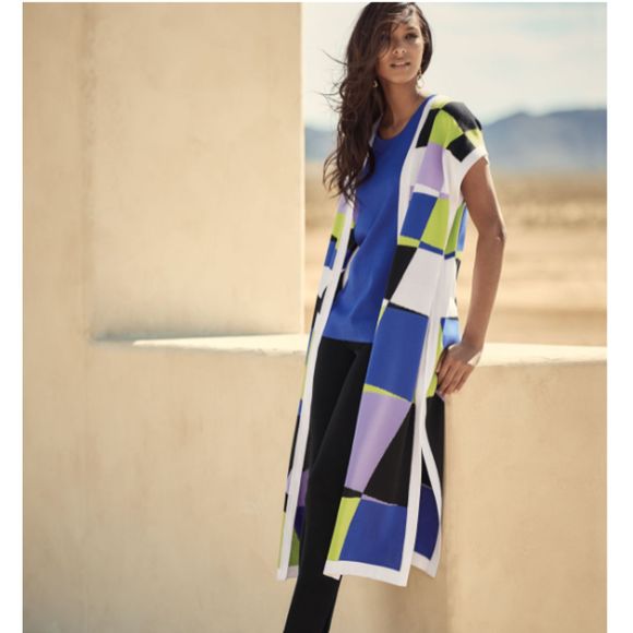 Misook Sweaters - NWT* MISOOK Plus Size Short-Sleeve Graphic Duster Coat, Periwinkle/Blue -Size 2X